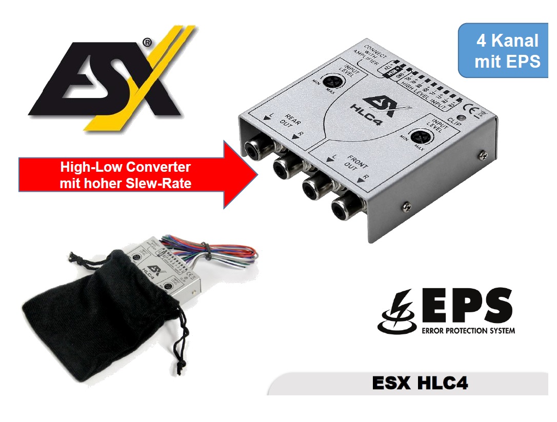 ESX HLC4 4-Kanal High-Low Adapter für OEM-Radios mit EPS