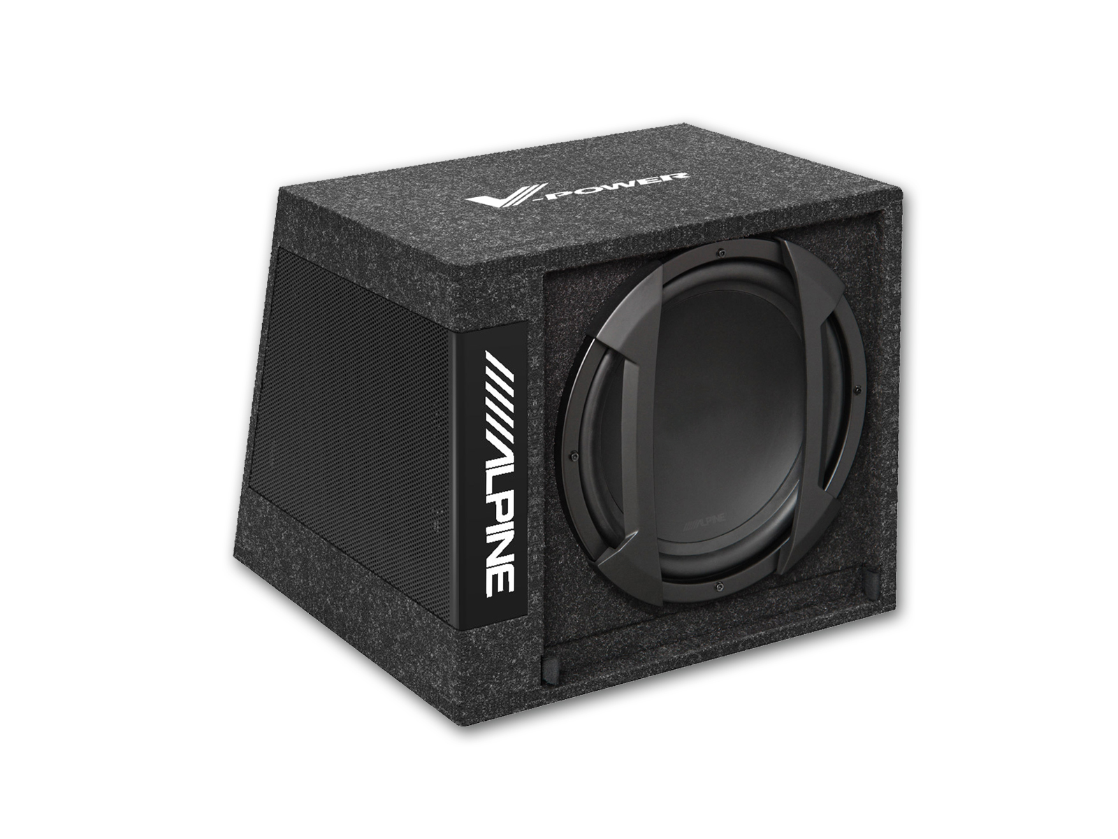 Alpine SWD-355 30 cm 12-Zoll Aktiv-Subwooferbox SWE-1244E Subwoofer + Verstärker MRV-M250