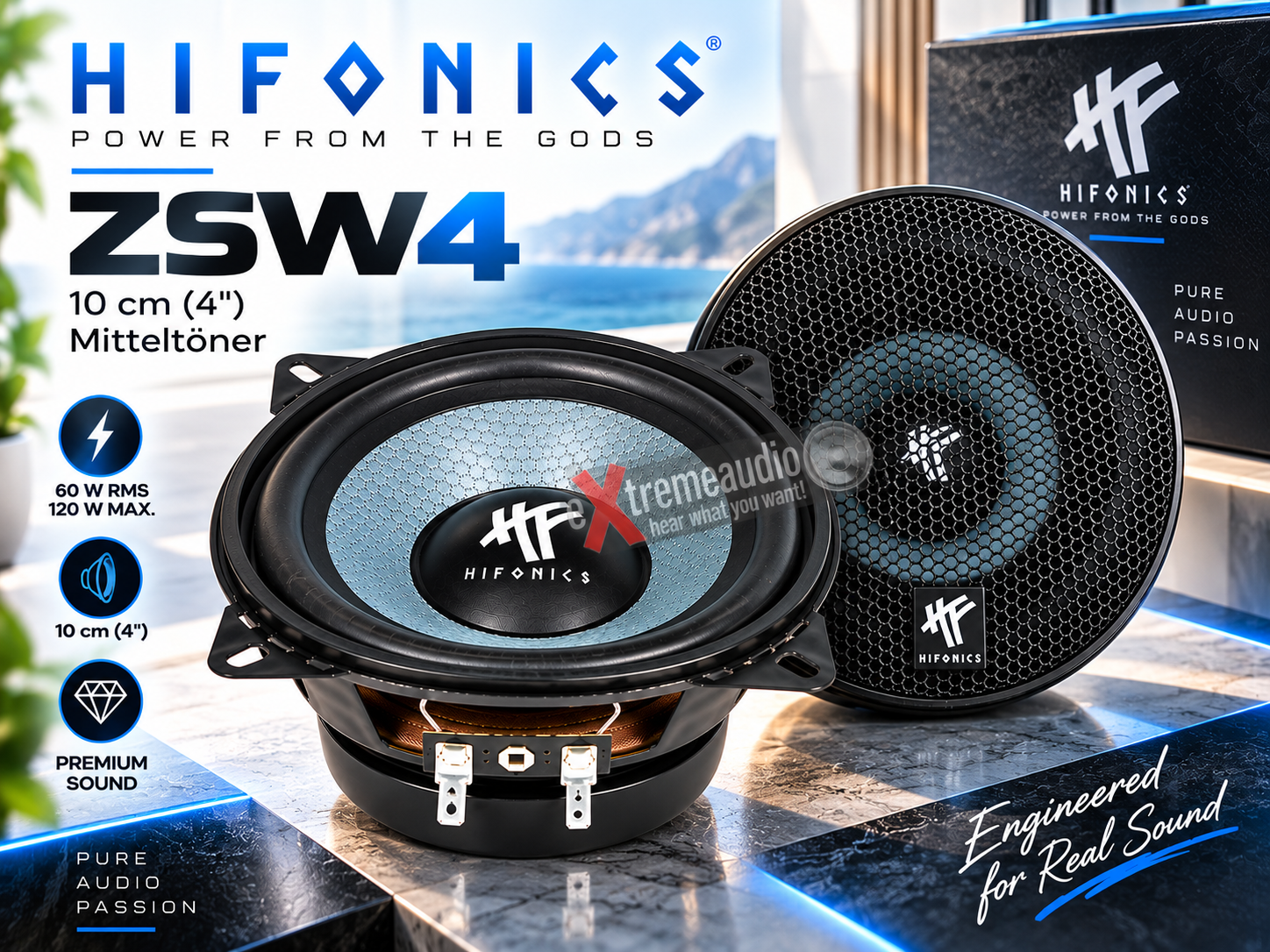 HIFONICS ZSW4 10 cm (4") Kickbass Tief Mitteltöner Woofer Midrange Lautsprecher 120 Watt, 1 Paar