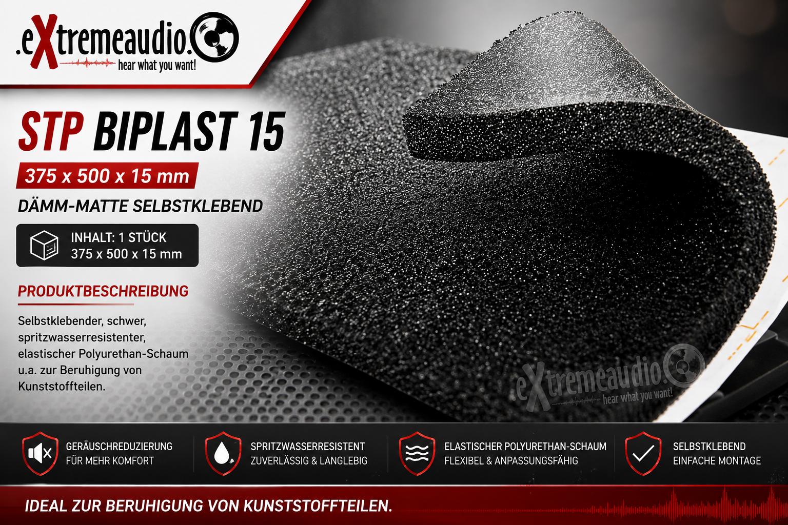 STP BIPLAST 15 - 375x500x15mm 73910269 Dämm-Matte selbstklebend - Stückpreis