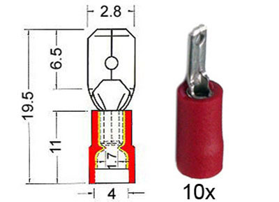 RTA 151.001-0 Insulated flat pin 2.8 mm red