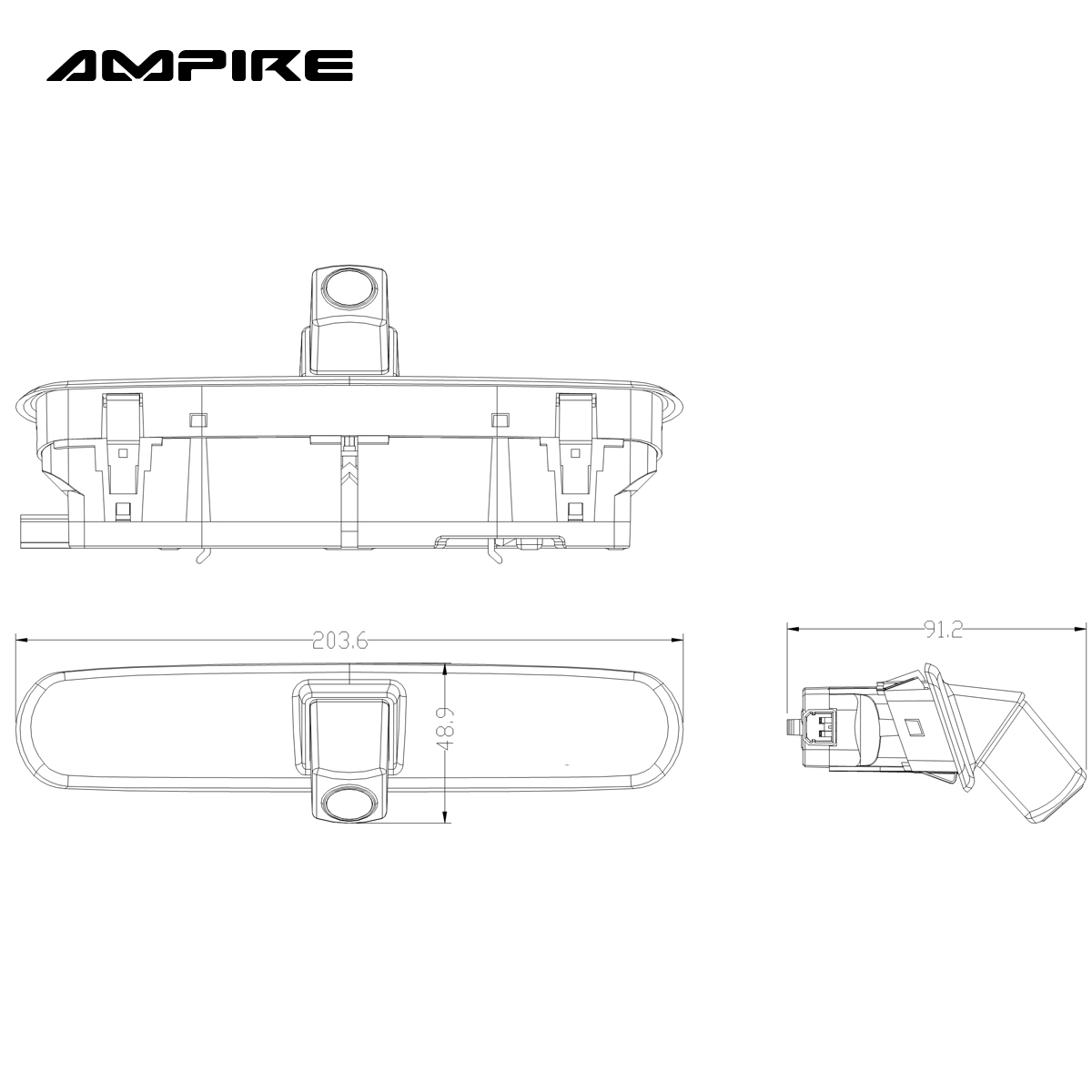 AMPIRE KV-DOBLO Rückfahrkamera für FIAT Doblo 2, OPEL Combo D (mit Flügeltüren) + 10 Meter Anschlußkabel