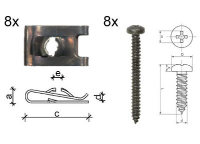 RTA 421.101-0 Sortiment: 8 Stk. 4,2 x 50mm Blechschraube Kreuz DIN 7981 schwarz + 8 Stk. 4, 2 x 11 x 16mm Blechmutter