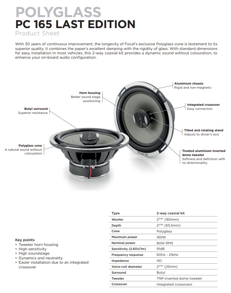 Focal PC165 Performance coassiale a 2 vie 16,5 centimetri