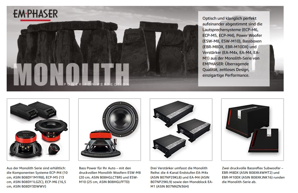 EMPHASER EBR-M10DX Monolith Bassreflex-Gehäuse Druckvoller 25 cm / 10 Zoll Subwoofer 1000 Watt