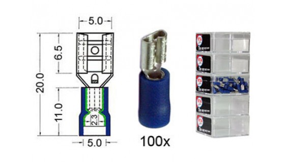 RTA 151.206-2 Flachsteckhülse isoliert VINYL Doppelcrimp, 4,8 mm BLAU im 100er Pack