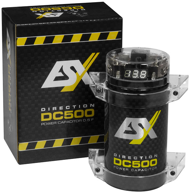 ESX DC500 DIRECTION Cap 0,5 Farad Pufferkondensator Powercap mit integriertem Verteilerblock