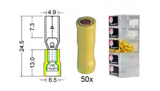 RTA 152.223-2 Rundsteckhülse isoliert und VERGOLDET, 5,0 mm GELB im 50er Pack