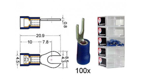 RTA 151.413-2 Clamping - fork terminals insulated vinyl Doppelcr, DU 4 mm BLUE in 100-pack
