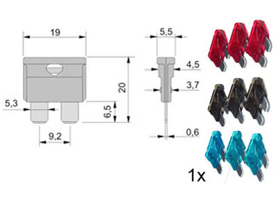 RTA 154.151-0 Gamme de fusibles de lame DIN72581/3C 9 pièces: 3 x 7,5 A, 10a, 15a