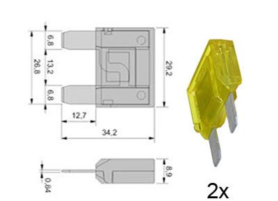RTA 154.200-0 Maxi blade fuse, 20A yellow