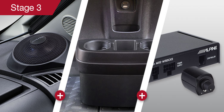 Alpine SWC-D84S Subwoofersystem für Fiat Ducato, Peugeot Boxer & Citroen Jumper 20cm passiver Mittelkonsolen-Gehäusesubwoofer