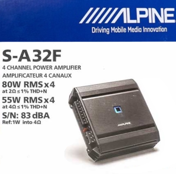 Alpine S-A32F 4-Kanal Digital-Verstärker - 4 x 80 Watt Amplifier 