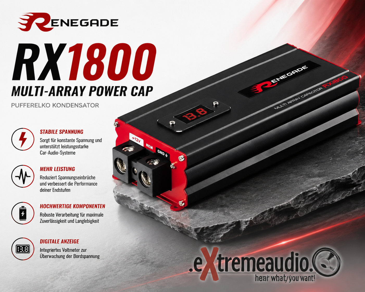 Renegade RX1800 Multi-Array Power Cap Pufferelko Kondensator