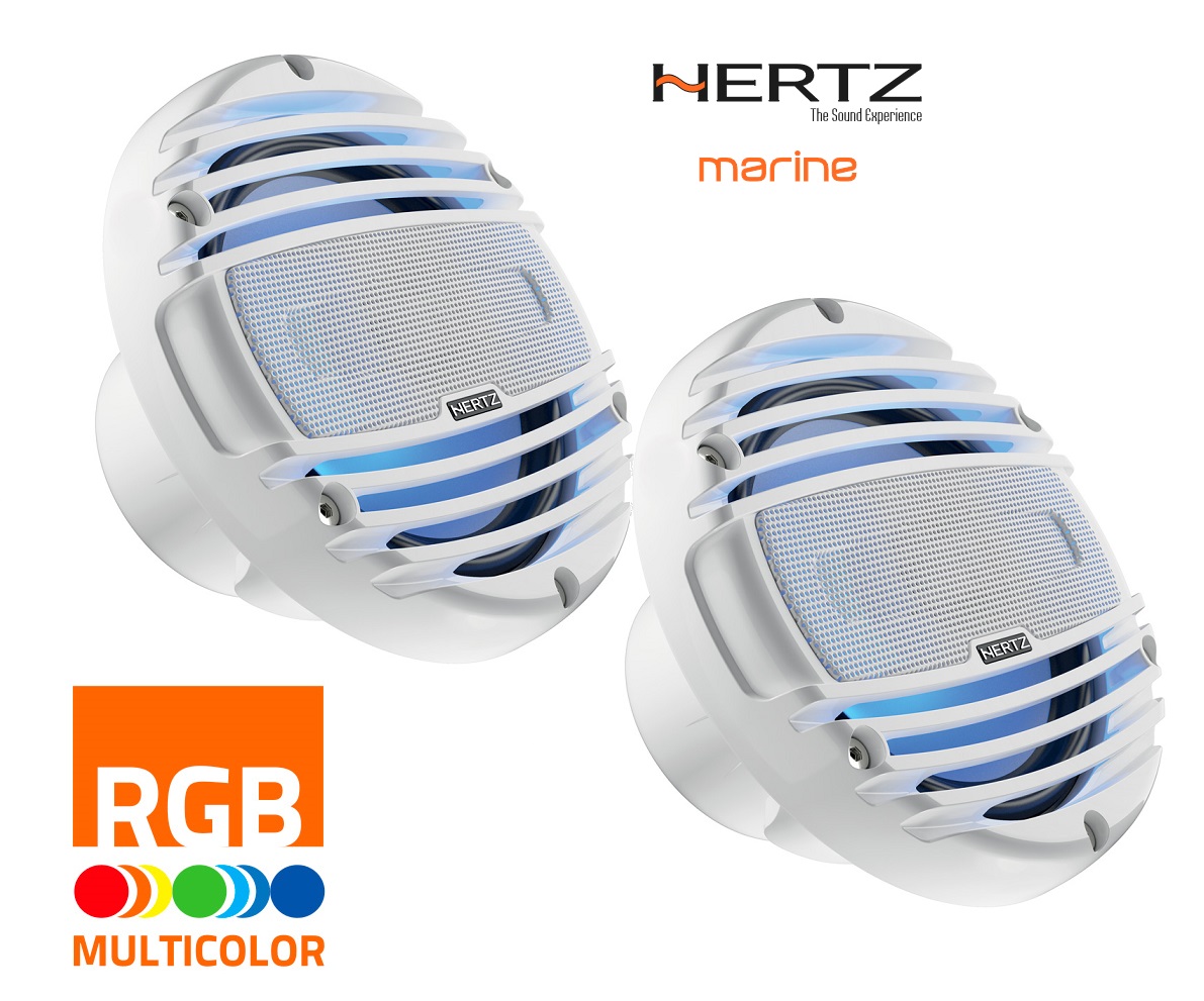 Hertz HMX 6.5-LD-TW MARINE COAX RGB LED SET Boote Marine Outdoor Lautsprecher 16,5 cm 1 Paar weiss
