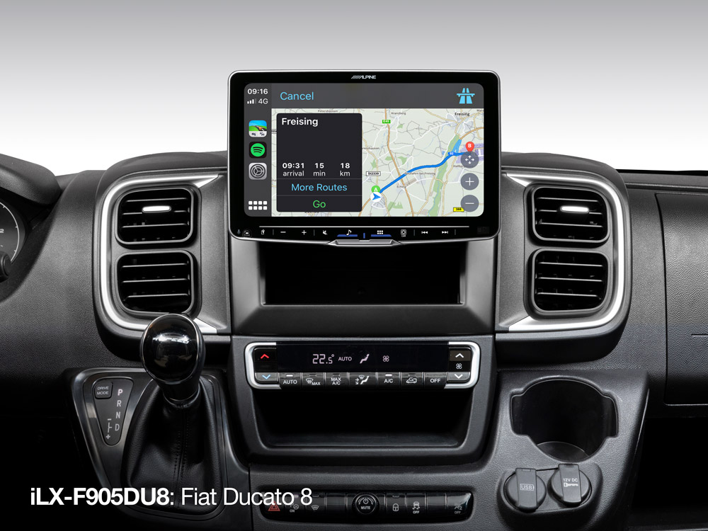 Alpine iLX-F905DU8S Autoradio 9-Zoll Touchscreen, schwenkbares Display, DAB+, 1-DIN-Einbaugehäuse für Fiat Ducato III Version 8 ab 2022