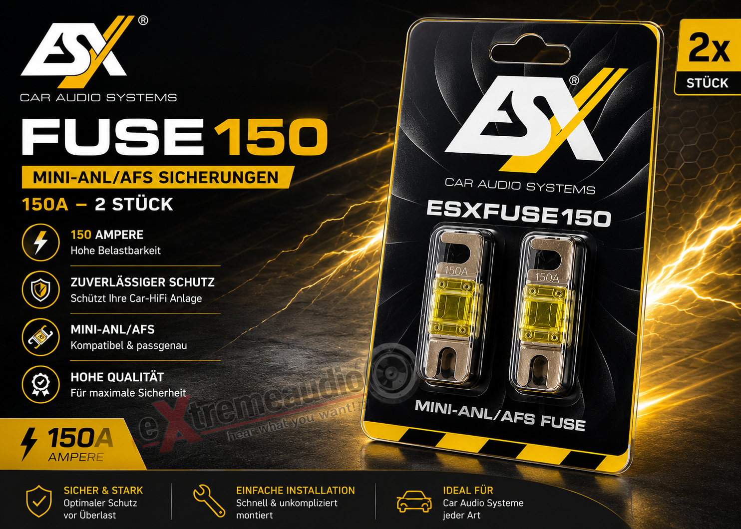 ESX FUSE150 Mini-ANL/AFS Sicherungen 150A - 2 Stück MINI ANL Sicherung