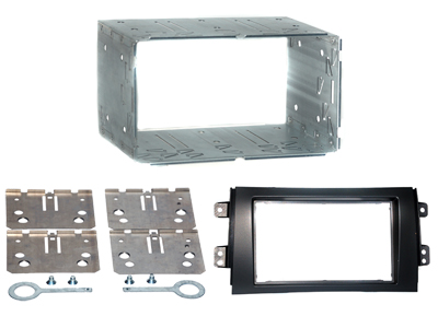 RTA 002.434-0 Double DIN mounting frame with black ABS sheet metal frame