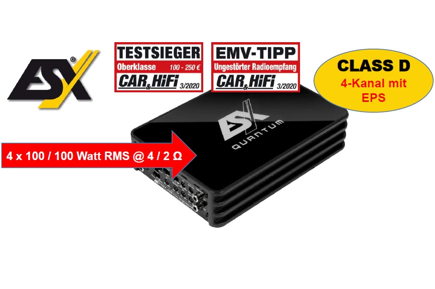 ESX Q-FOURv2 4-Kanal Class D Compact Digital Verstärker 400 Watt RMS