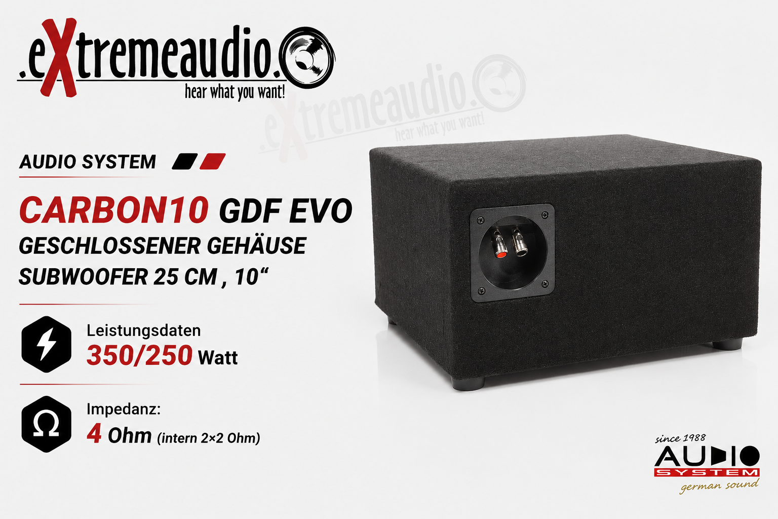 Audio System CARBON10 GDF EVO geschlossener Gehäuse Subwoofer 25 cm , 10“