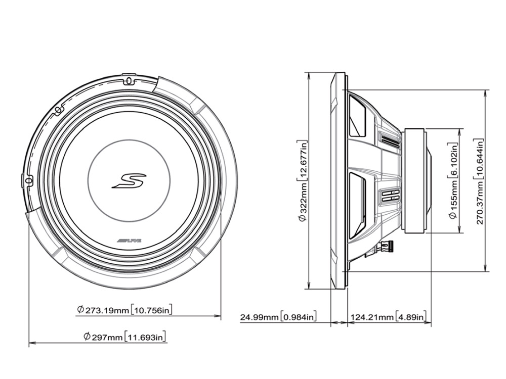 Alpine S2-W12D2 Subwoofer 30cm (12”) 2 Ohm, 1800 Watt Woofer