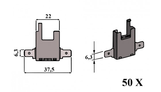 RTA 155.001-2 Fuse holder, plug connection = 2x6,35mm, 50 pcs. Neutral V.