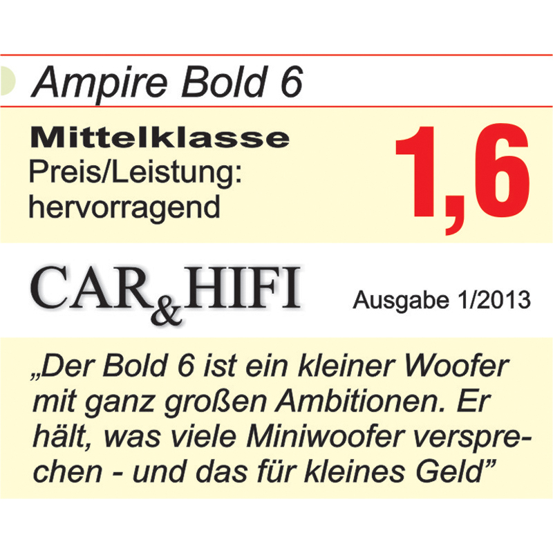 AMPIRE BOLD6 subwoofer, 16,5 cm / 6,5'', 4 + 4 ohm, 250 watt