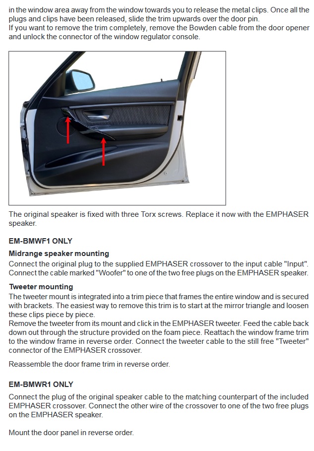 EMPHASER EM-BMWR1 10 cm Koaxial Lautsprecher System für BMW E6x,E7x,E8x,E9x,F0x,F2x,F3x,F4x,F5x,F8x,G11,G12,G30,G31,G38,I und Mini F5x / F60 / R60 / R61