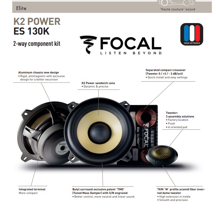 Focal ES130K K2 POWER-Serie 13 cm (5.25") 2-Wege Kompo Lautsprecher Set 160 Watt