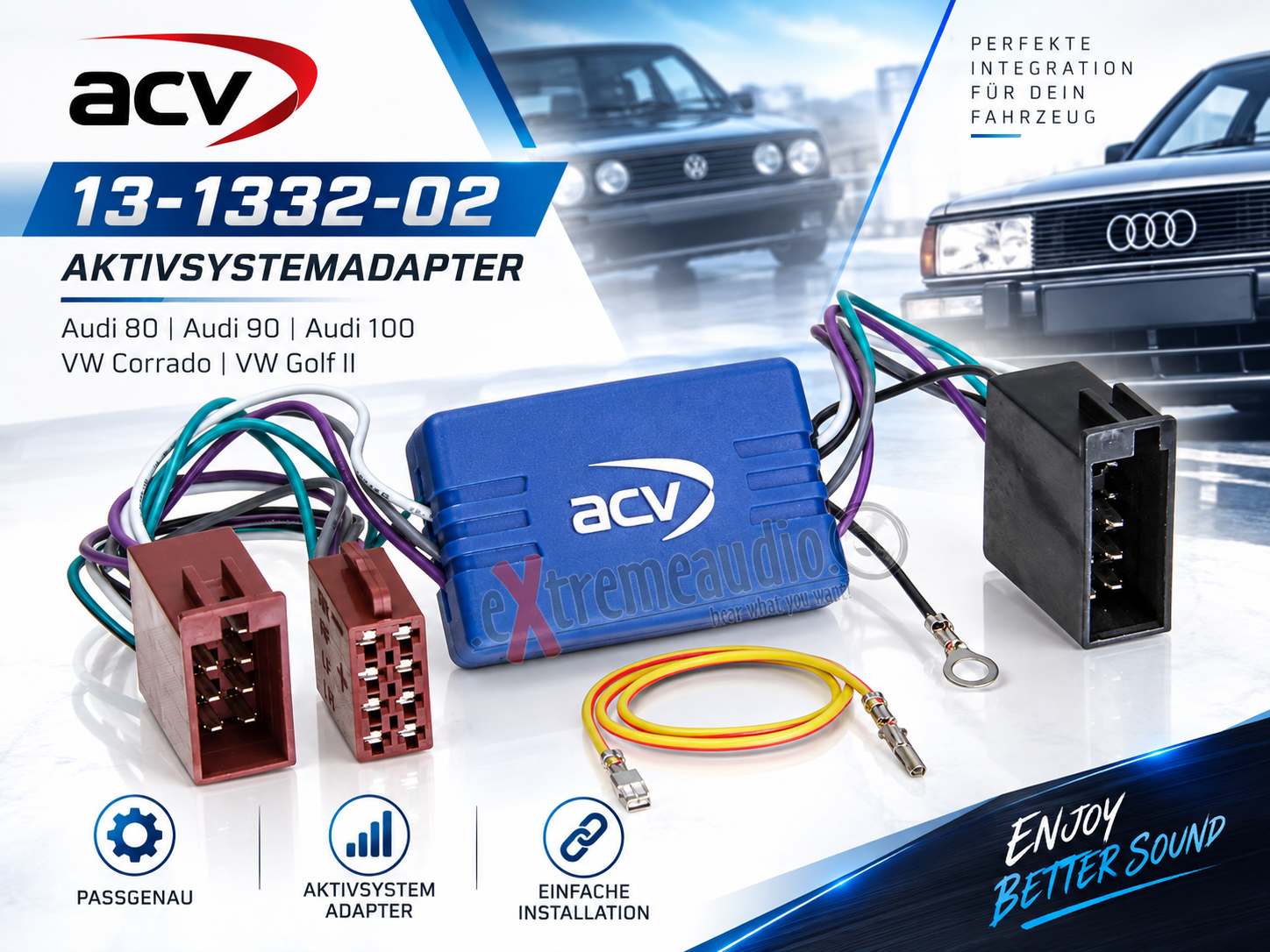 ACV 13-1332-02 Aktivsystemadapter Audi 80, Audi 90, Audi 100, VW Corrado, VW Golf II