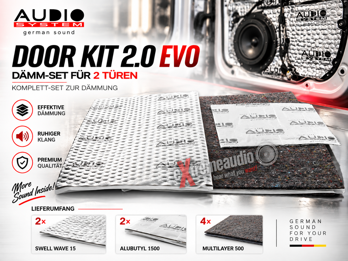 AUDIO SYSTEM DOOR KIT 2.0 EVO – Dämm-Set für 2 Türen Komplett-Set zur Dämmung