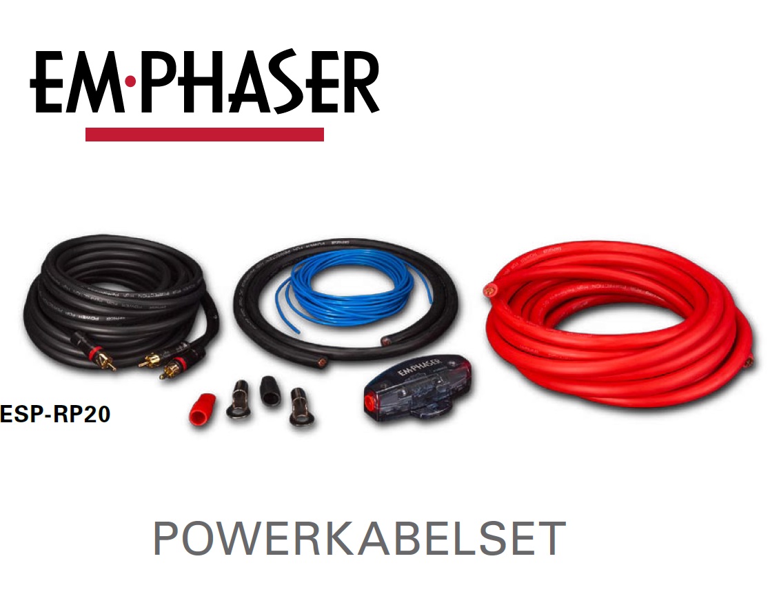 EMPHASER ESP-RP20 hochwertiges Powerkabelset 20 mm² zum Anschluss eines Verstärkers, Power Kit für Auto
