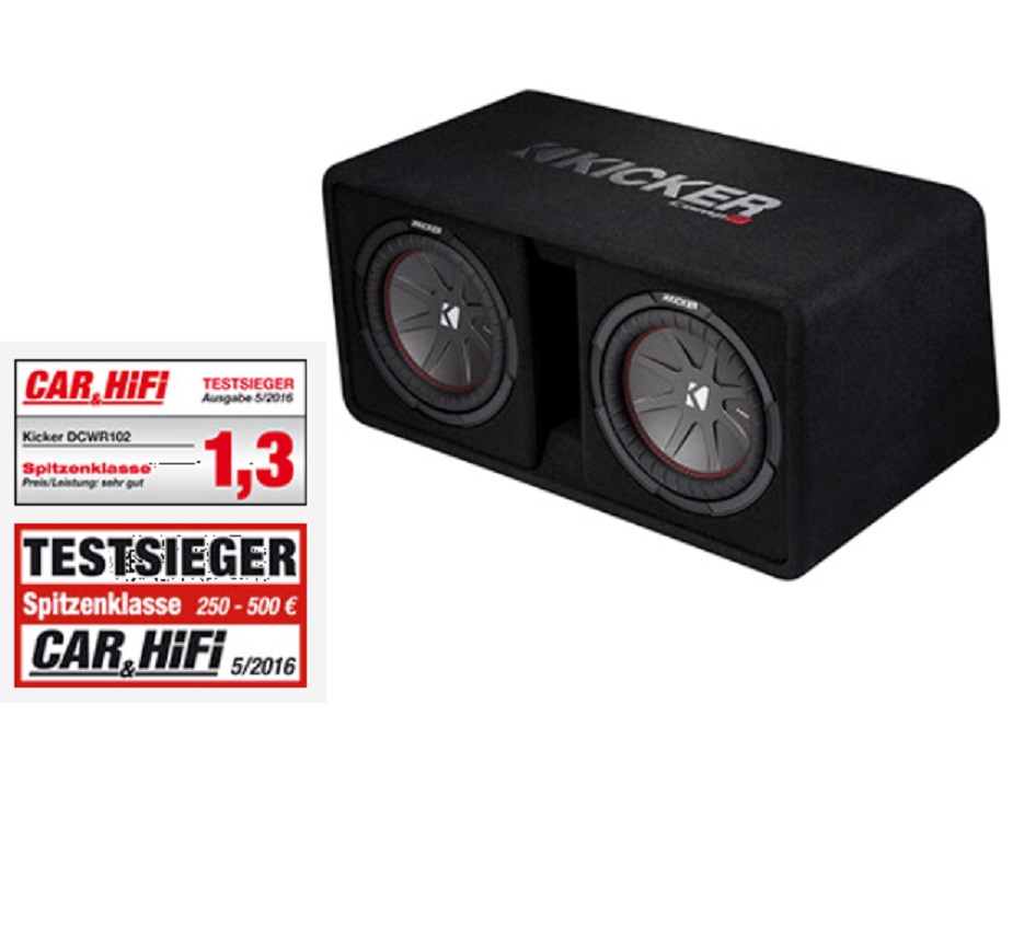 KICKER DCWR102-43 Dual-Bassreflexbox DCompR10 Subwoofer 2 x 25 cm 1600 Watt
