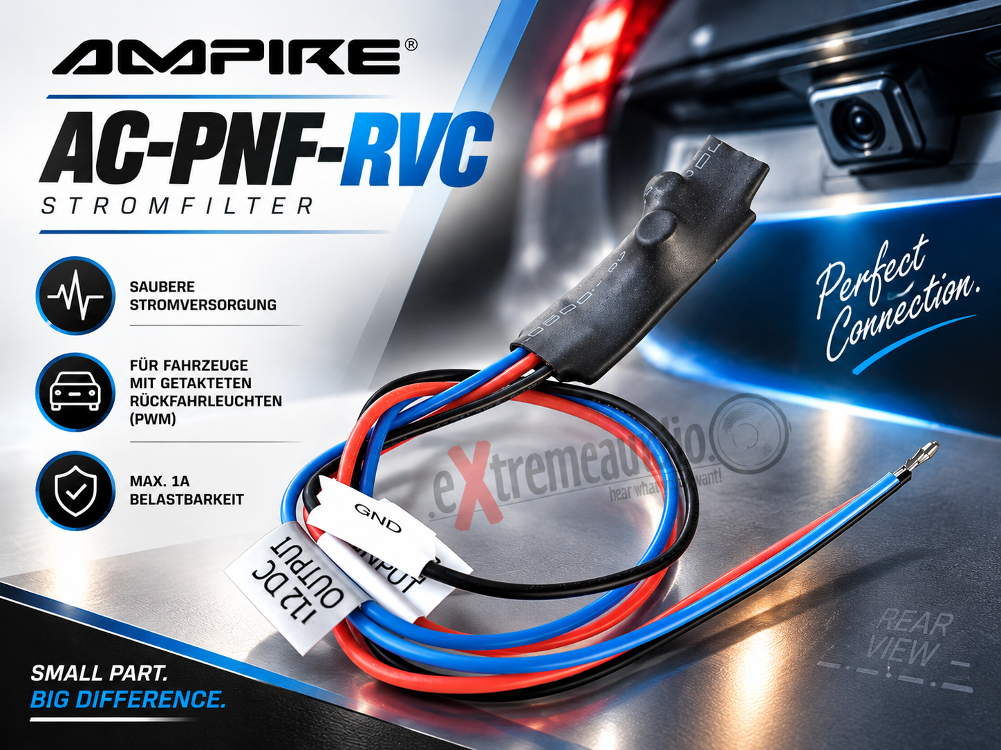 AMPIRE AC-PNF-RVC Signalfilter für Nachrüst-Rückfahrkamera an getaktete Rückfahrleuchten 
