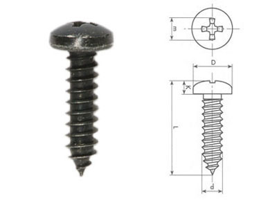 RTA 420.010-0 8 x 4,8 x 19mm croix-taraudeuse DIN 7981 noir