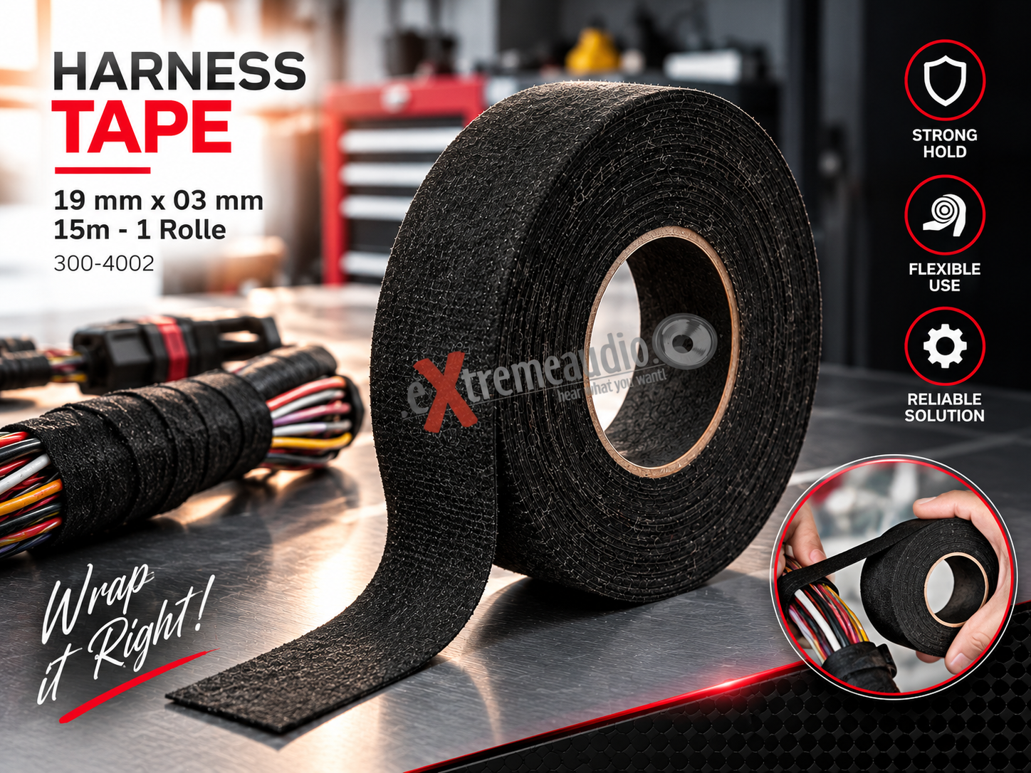 Paramat Harness 300-4002 Tape Kabelband 19 mm x 03 mm 15m - 1 Rolle 