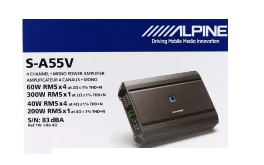 Alpine S-A55V 5-Kanal Digital-Verstärker - 4 x 60 W + 1 x 300 W Amplifier 