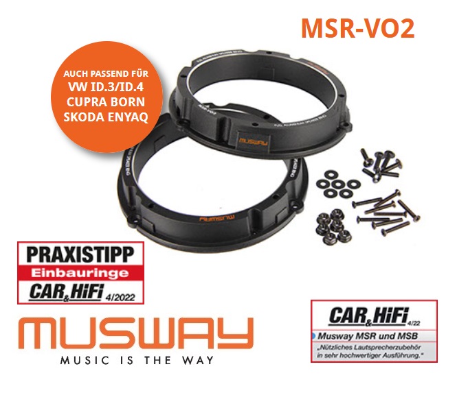 MUSWAY MSR-VO2 Aluminium Lautsprecher Adapter Einbauringe Kompatibel mit VW Volkswagen, Seat, Skoda 