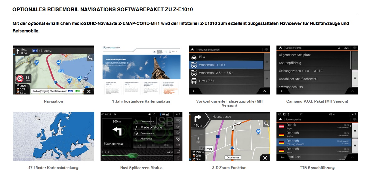 ZENEC Z-E1010 2-DIN Autoradio Infotainer kompatibel mit VW Polo 6C 2014 > 2017