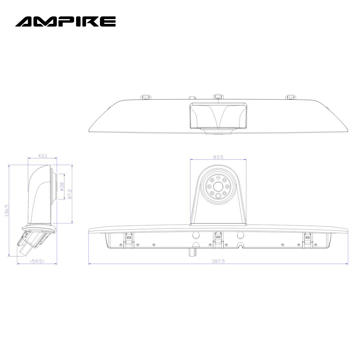 AMPIRE KV-TRANSIT-4G Rückfahrkamera für FORD Transit Bus 7. Generation (Bj. 2014-2019) 