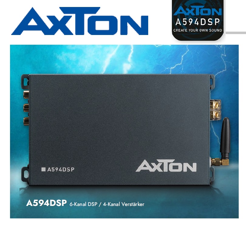  AXTON A594DSP 4-Kanal Verstärker mit 6-Kanal DSP, Handy App-Steuerung, Bluetooth Audiostreaming