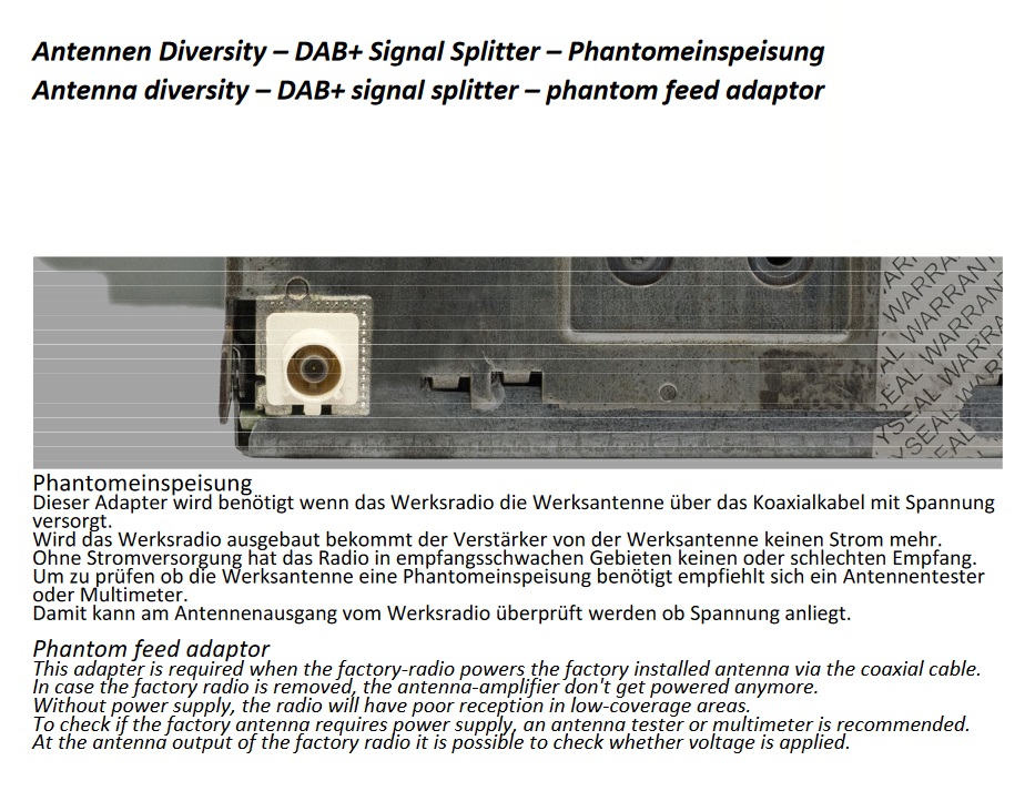 RTA 203.042-0 DAB+ Splitter und FM "PHASE" Antennen-Diversity mit Phantomeinspeisung