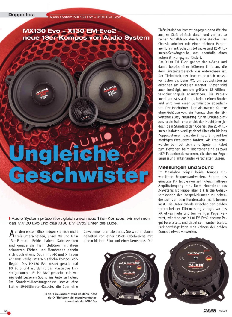 Audio System MX 130 EVO 13 cm (5.25") 2-Wege Komponenten Lautsprecher Set 