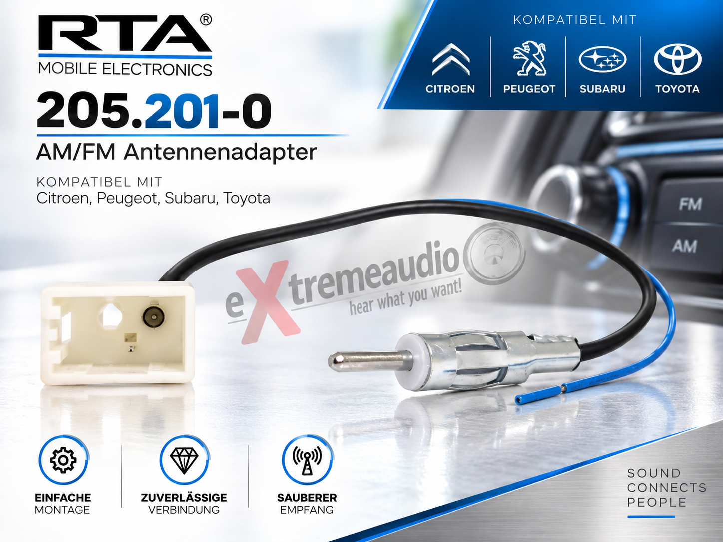 RTA 205.201-0 AM / FM adattatore per antenna di veicoli specifici