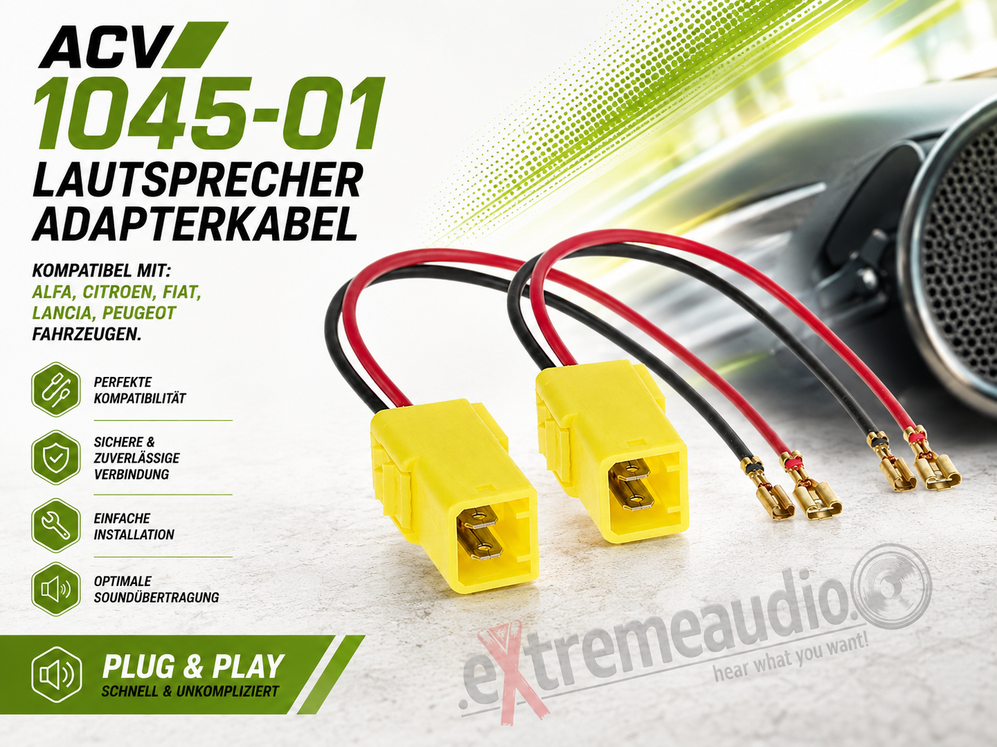 ACV 1045-01 Lautsprecher Adapterkabel kompatibel mit Alfa, Citroen, Fiat, Lancia, Peugeot Fahrzeugen