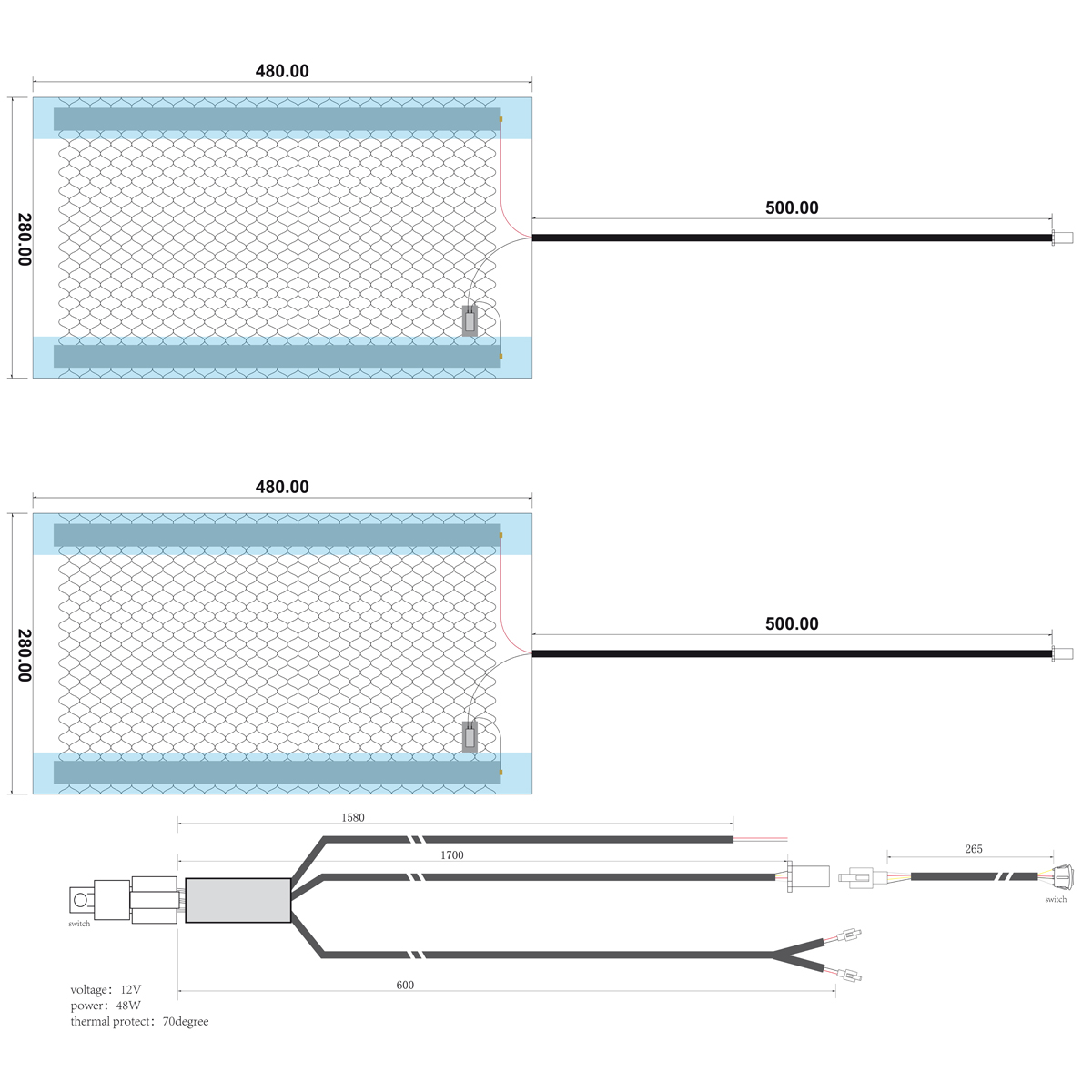 AMPIRE HEAT202 Sitzheizung, 2-stufig schaltbar, 12 Volt, für Fahrzeugsitz  mit 2-stufiger Temperatureinstellung