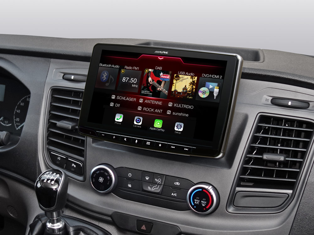 Alpine iLX-F903TRA Autoradio für Ford Transit Custom mit 9-Zoll-Touchscreen 1-DIN-Einbaugehäuse, DAB+, Apple CarPlay und Android Auto Unterstützung 