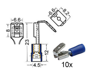 RTA 151.405-0 Receptacles with insulated tap m6.3mm - w6.3mm blue