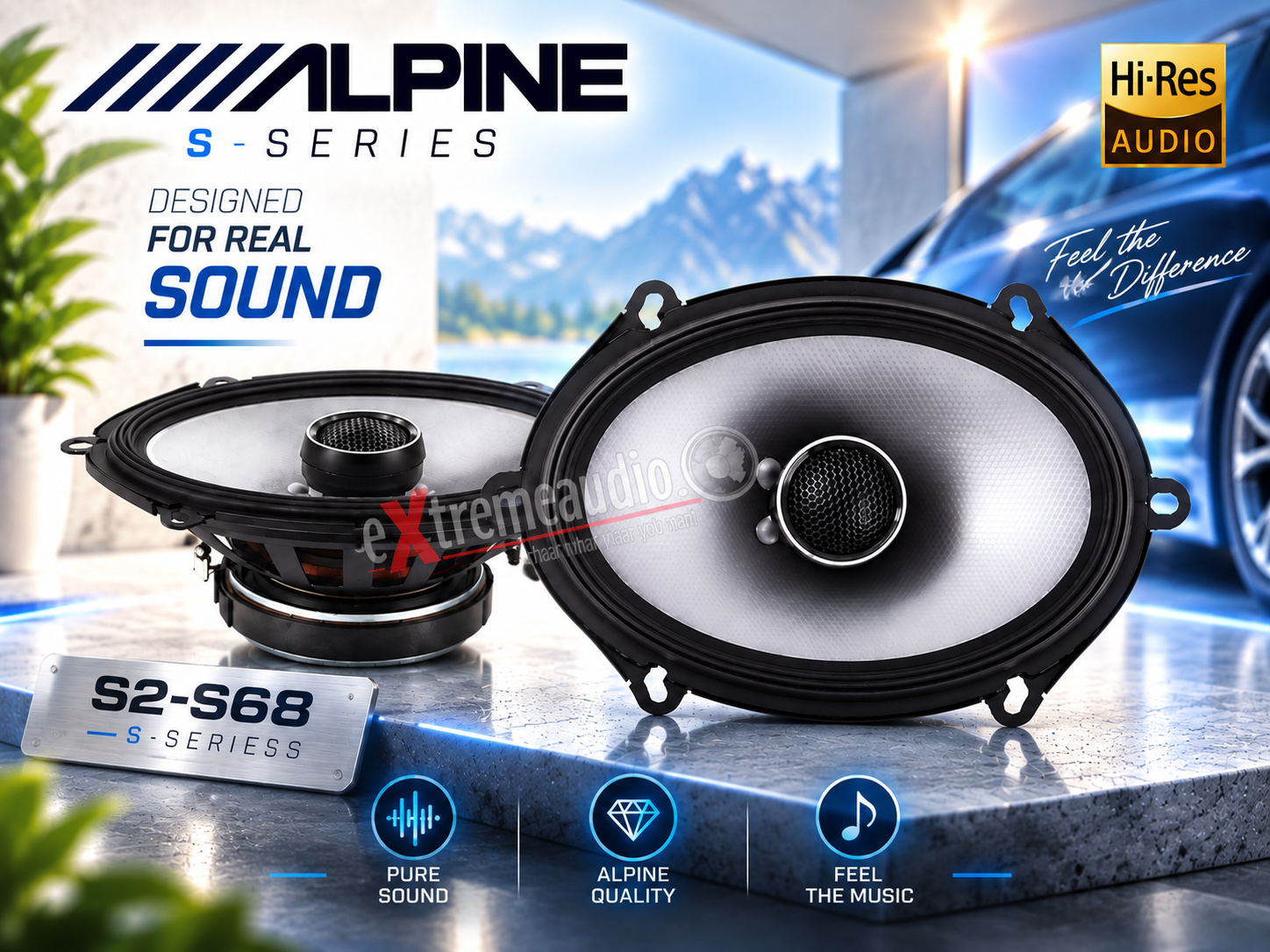 Alpine S2-S68 15 cm x 20 cm (6 x 8-Zoll) 2-Wege Koaxial oval Lautsprecher 230 Watt - 1 Paar S-Series