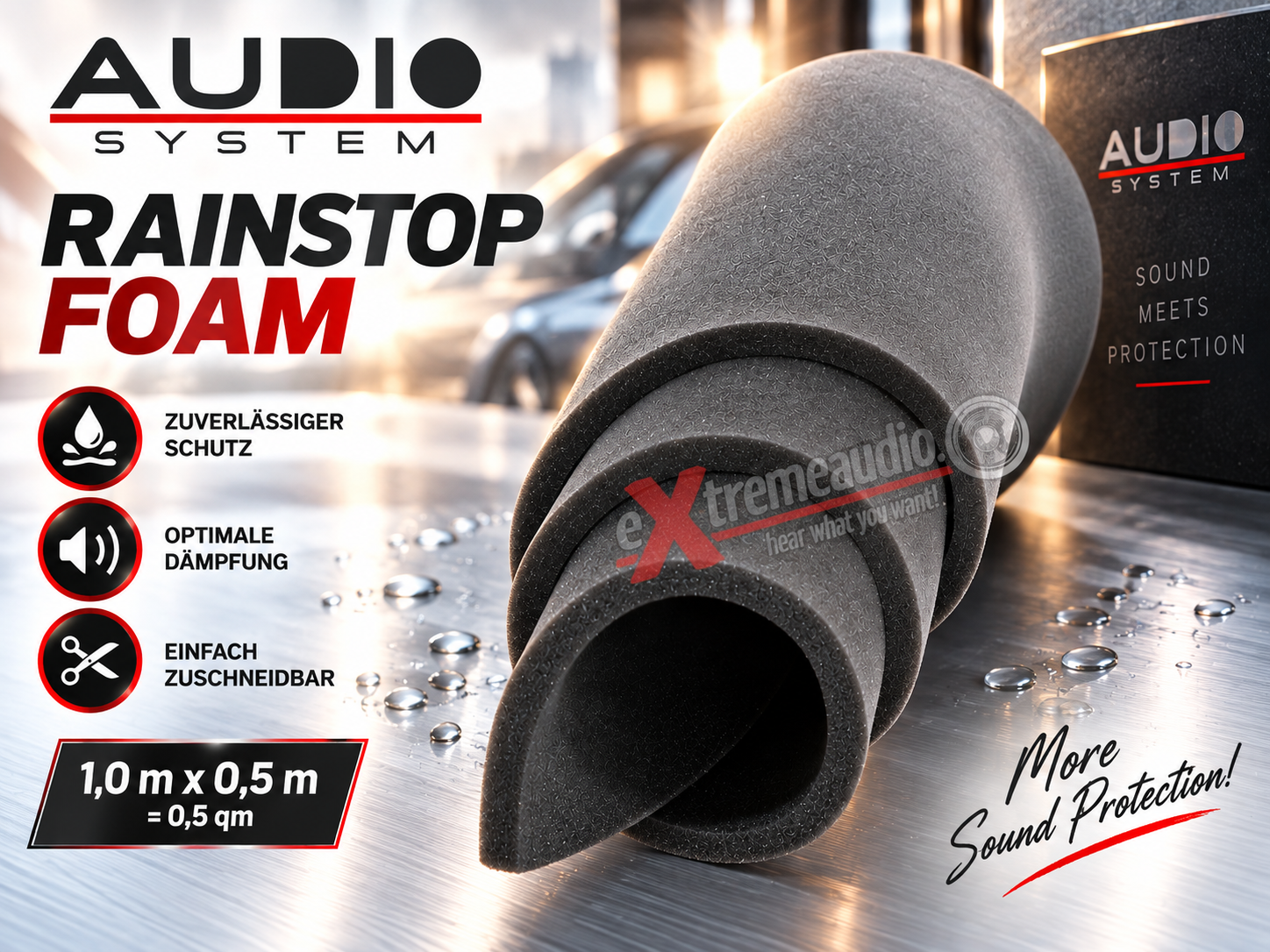 Audio System RAINSTOP FOAM Schaumstoff 1,0 m x 0,5 m = 0,5 qm - Stückpreis